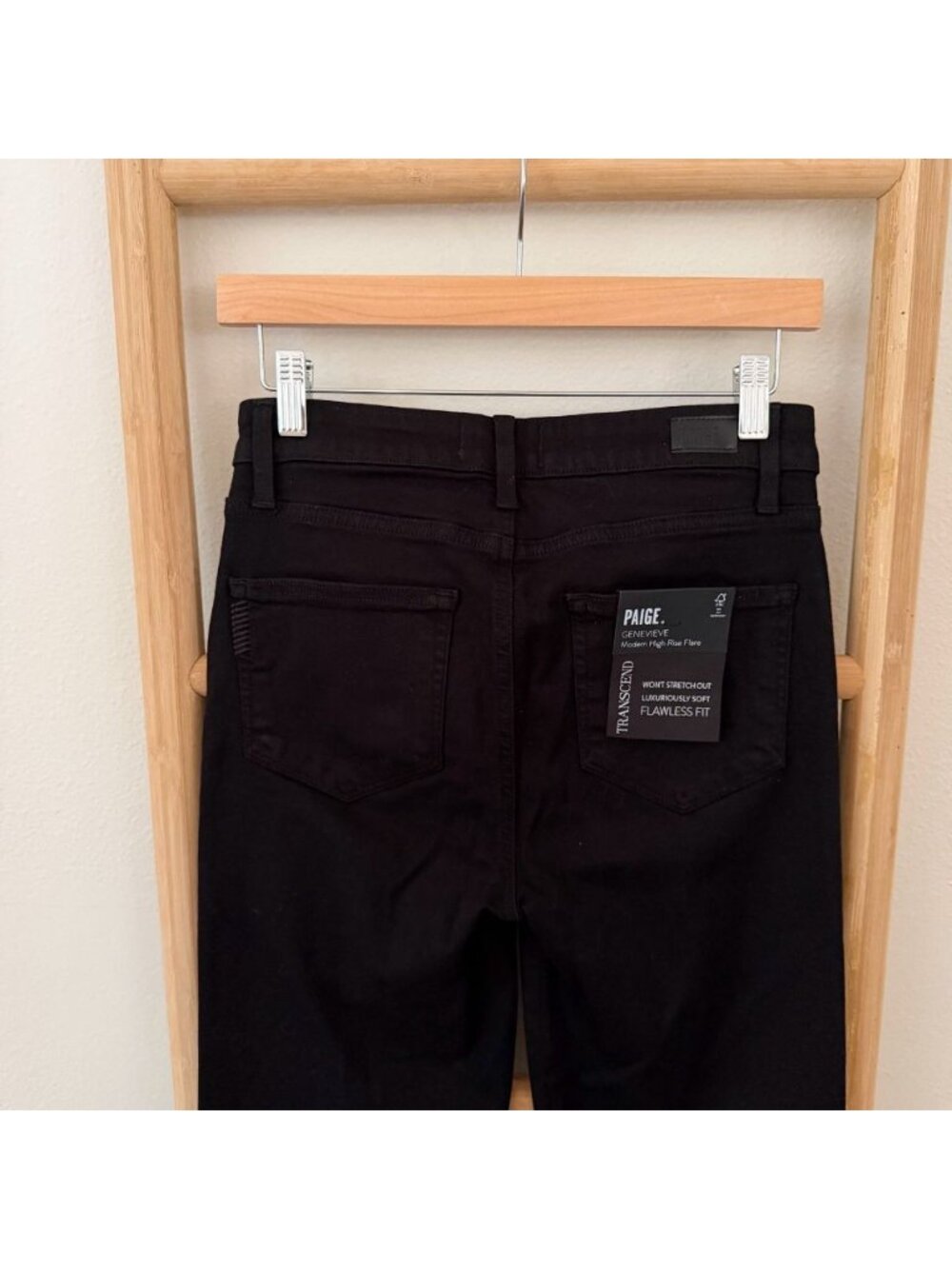 NWT PAIGE Genevieve Flare Jeans Black Shadow High Rise Size 27 - Picture 11 of 12